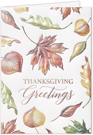 Thanksgiving Greeting Cards by Carlson Craft - Pearlized Autumn with Foil Thanksgiving Greeting Cards by Carlson Craft - Pearlized Autumn with Foil