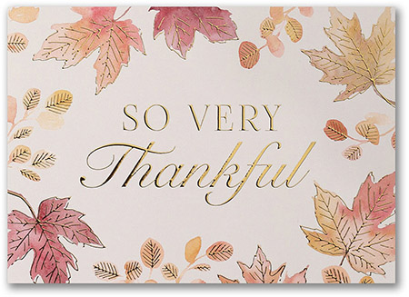 Thanksgiving Greeting Cards by Carlson Craft - So Very Thankful with Foil Thanksgiving Greeting Cards by Carlson Craft - So Very Thankful with Foil