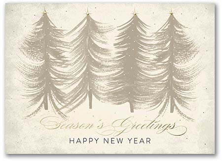 Holiday Greeting Cards by Carlson Craft - Whimsy Treeline with Foil