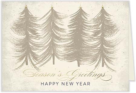 Holiday Greeting Cards by Carlson Craft - Whimsy Treeline with Foil