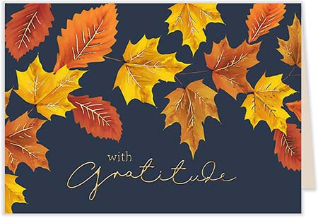 Holiday Greeting Cards by Carlson Craft - Gratitude Leaves with Foil
