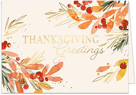 Thanksgiving Greeting Cards by Carlson Craft - Painterly Thanksgiving Floral