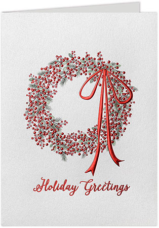 Holiday Greeting Cards by Carlson Craft - Berry Wreath with Foil