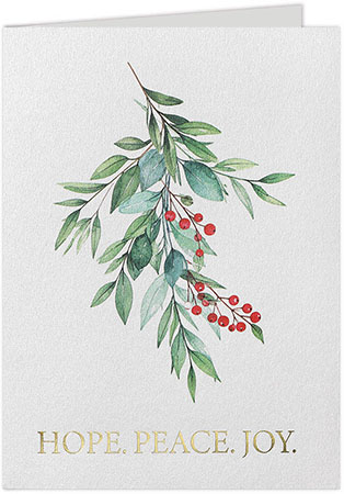 Holiday Greeting Cards by Carlson Craft - Peaceful Holiday Swag with Foil