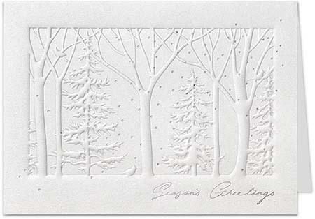 Holiday Greeting Cards by Carlson Craft - Shimmering Trees with Foil