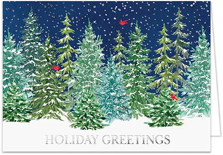 Holiday Greeting Cards by Carlson Craft - Frosted Pines & Cardinals