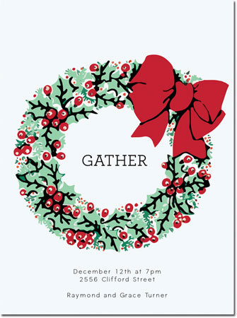 Holiday Invitations by Chatsworth - Holly Wreath Invite