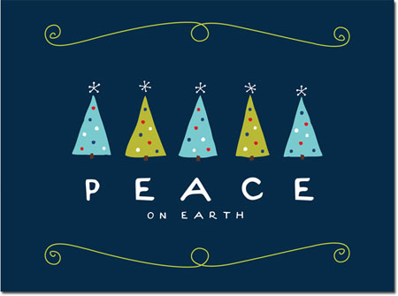 Holiday Greeting Cards by Chatsworth - Peace Trees Navy