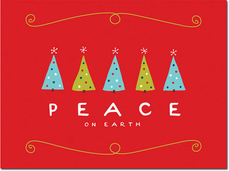 Holiday Greeting Cards by Chatsworth - Peace Trees Red