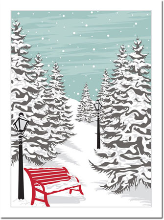 Holiday Greeting Cards by Chatsworth - Red Bench