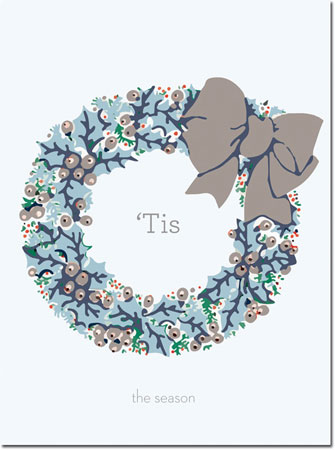 Holiday Greeting Cards by Chatsworth - Holly Wreath Grey
