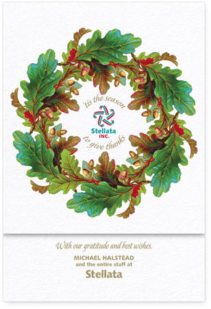 Corporate Holiday Greeting Cards by Checkerboard - Autumnal Wreath
