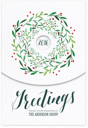 Corporate Holiday Greeting Cards by Checkerboard - Bright Wreath Corporate Holiday Greeting Cards by Checkerboard - Bright Wreath