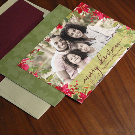 Digital Holiday Photo Cards by Checkerboard - Poinsettia Garden Digital Holiday Photo Cards by Checkerboard - Poinsettia Garden