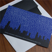 Corporate Holiday Greeting Cards by Checkerboard - Skyline Cheer