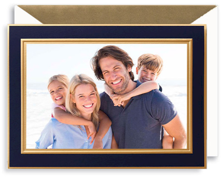 Holiday Photo Mount Cards by Crane & Co. - Navy And Gold Border