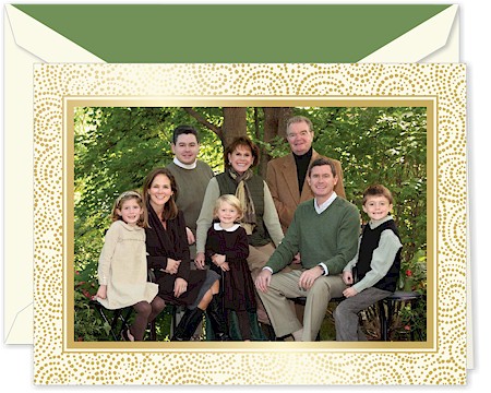 Holiday Photo Mount Cards by Crane & Co. - Golden Swirls
