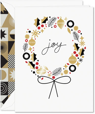 Holiday Greeting Cards by Crane & Co. - Foil Mid Century Wreath Holiday Greeting Cards by Crane & Co. - Foil Mid Century Wreath