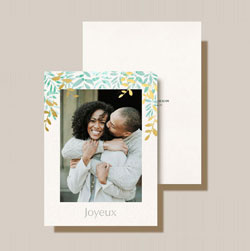 Holiday Digital Photo Cards by Crane & Co. - Gold Foil Winter Leaves