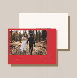 Holiday Digital Photo Cards by Crane & Co. - Embossed New Year Red