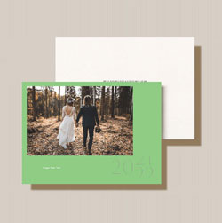 Holiday Digital Photo Cards by Crane & Co. - Embossed New Year Green