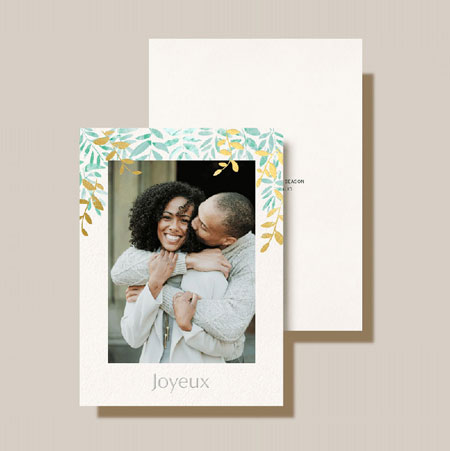 Holiday Digital Photo Cards by Crane & Co. - Gold Foil Winter Leaves