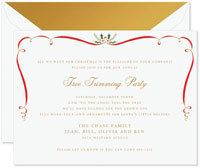 Holiday Invitations by Crane & Co. - Red Ribbon And Holly