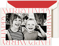 Holiday Photo Mount Cards by Crane & Co. - Merry Happy