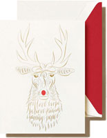Holiday Greeting Cards by Crane & Co. - Engraved Calligraphic Reindeer