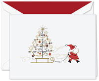 Holiday Greeting Cards by Crane & Co. - Santa With Sled