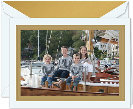 Holiday Photo Mount Cards by Crane & Co. - Seaside Gold Border
