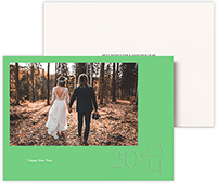 Holiday Digital Photo Cards by Crane & Co. - Embossed New Year Green