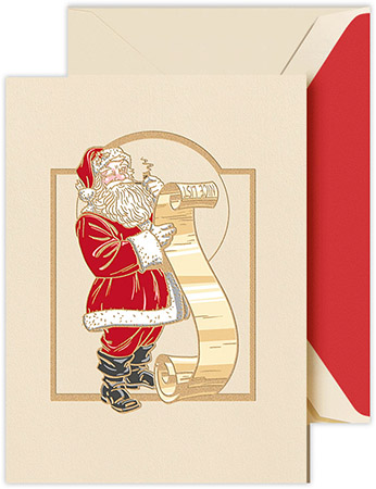 Holiday Greeting Cards by Crane & Co. - Vintage Santa With List Holiday Greeting Cards by Crane & Co. - Vintage Santa With List