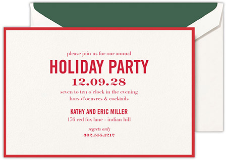 Holiday Invitations by Crane & Co. - Bordered Holiday Holiday Invitations by Crane & Co. - Bordered Holiday