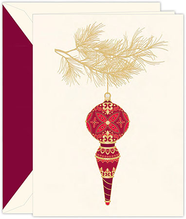 Holiday Greeting Cards by Crane & Co. - Engraved Finial Ornament