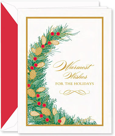 Holiday Greeting Cards by Crane & Co. - Holiday Wishes Greenery