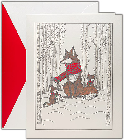 Holiday Greeting Cards by Crane & Co. - Engraved Woodland Fox