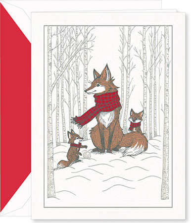 Holiday Greeting Cards by Crane & Co. - Engraved Woodland Fox