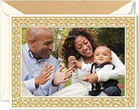 Holiday Photo Mount Cards by Crane & Co. - Engraved Golden Holly