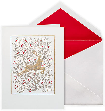 Holiday Greeting Cards by Crane & Co. - Engraved Reindeer in Forest