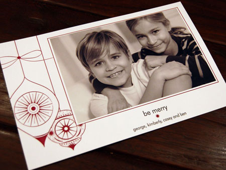 Letterpress Holiday Photo Mount Cards by Designers' Fine Press (Ornaments)