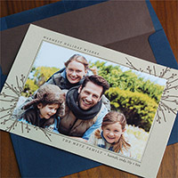 Letterpress Holiday Photo Mount Cards by Designers' Fine Press (Winter Sprigs)