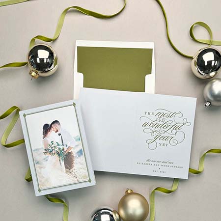 Letterpress Holiday Photo Mount Cards by Designers' Fine Press (Wonderful Year)