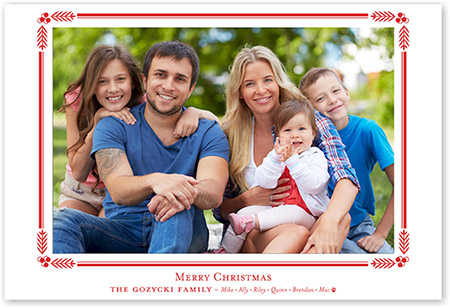 Letterpress Holiday Photo Mount Cards by Designers' Fine Press (Holiday Evergreen & Berries-H)