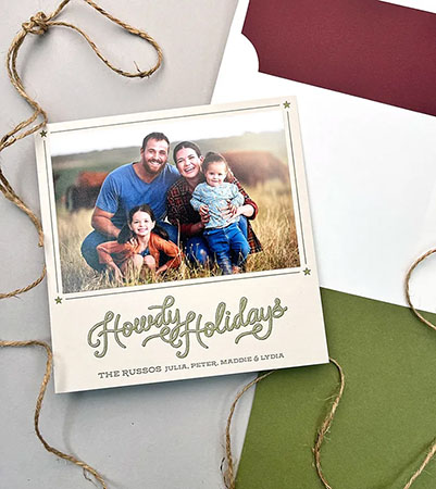 Mounted Holiday Photo Card - Howdy Holidays Design | Designers' Fine Press