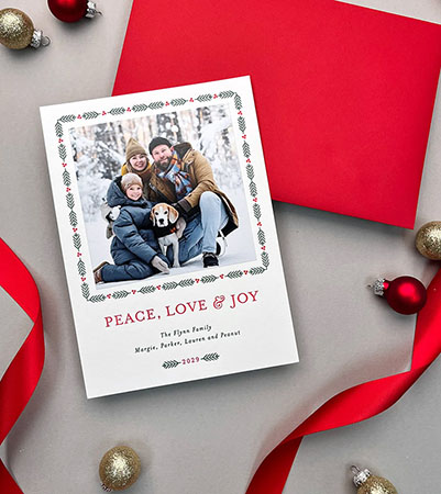 Mounted Holiday Photo Card - Pine Frame Design | Designers' Fine Press