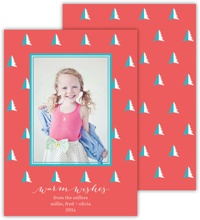 Digital Holiday Photo Cards by Dabney Lee - Evergreen Coral (Flat) Digital Holiday Photo Cards by Dabney Lee - Evergreen Coral (Flat)