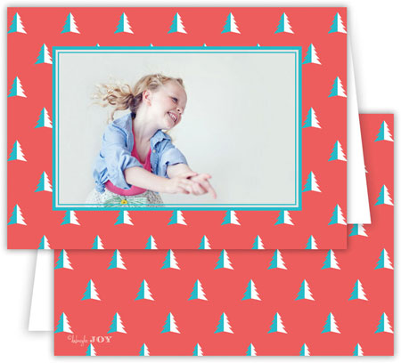 Digital Holiday Photo Cards by Dabney Lee - Evergreen Coral (Folded) Digital Holiday Photo Cards by Dabney Lee - Evergreen Coral (Folded)