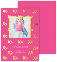 Digital Holiday Photo Cards by Dabney Lee - Hugs + Kisses Dark Grey with Foil (Flat)