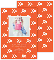 Digital Holiday Photo Cards by Dabney Lee - Hugs + Kisses Warm Red (Flat)